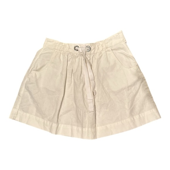 J. Crew White Linen Mini Skirt Sz XS Drawstring Pockets Euro Summer Classic - Picture 2 of 4